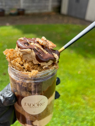 Coffee and walnut cake in a jar